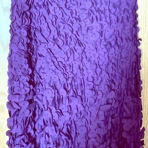 THEIA  grape colored petal skinny strap gown .